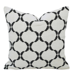 Black & Ivory Jacquard Cushion Cover 45x45 cm – Geometric Pattern