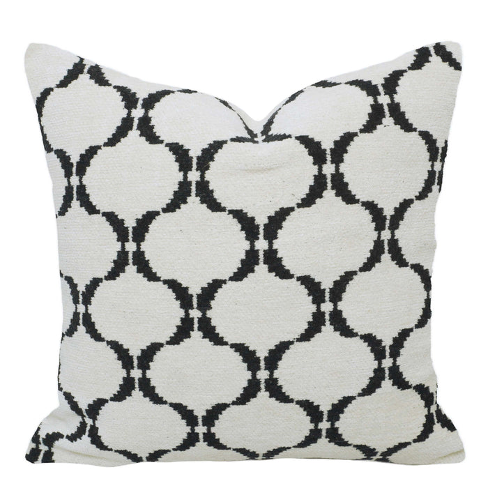 Black & Ivory Jacquard Cushion Cover 45x45 cm – Geometric Pattern