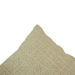 Geometric Embroidered Cotton Cushion Cover – Beige Textured Throw Pillow Cover 45x45 cm