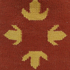 Handmade Kilim Cushion Cover 45x45 cm | Rust Red Geometric Woven Pillow Cover | Artisan Cotton Decorative Cushion