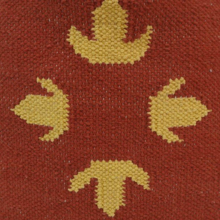 Handmade Kilim Cushion Cover 45x45 cm | Rust Red Geometric Woven Pillow Cover | Artisan Cotton Decorative Cushion
