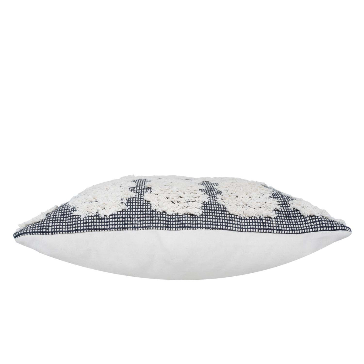 Handwoven Tufted Cotton Cushion Cover 45x45 cm | Black & Ivory Geometric Textured Throw Pillow Cover | Boho Modern Home Décor - Bulk manufacturer & supplier from Panipat, India