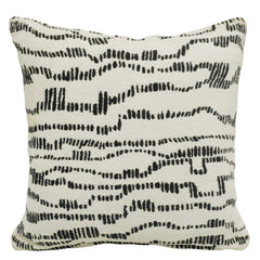 Modern Black & Ivory Jacquard Cushion Cover 45x45 cm | Abstract Wavy Pattern | Woven Cotton Cushion Cover with Hidden Zipper