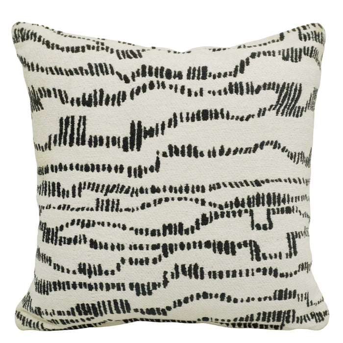 Modern Black & Ivory Jacquard Cushion Cover 45x45 cm | Abstract Wavy Pattern | Woven Cotton Cushion Cover with Hidden Zipper