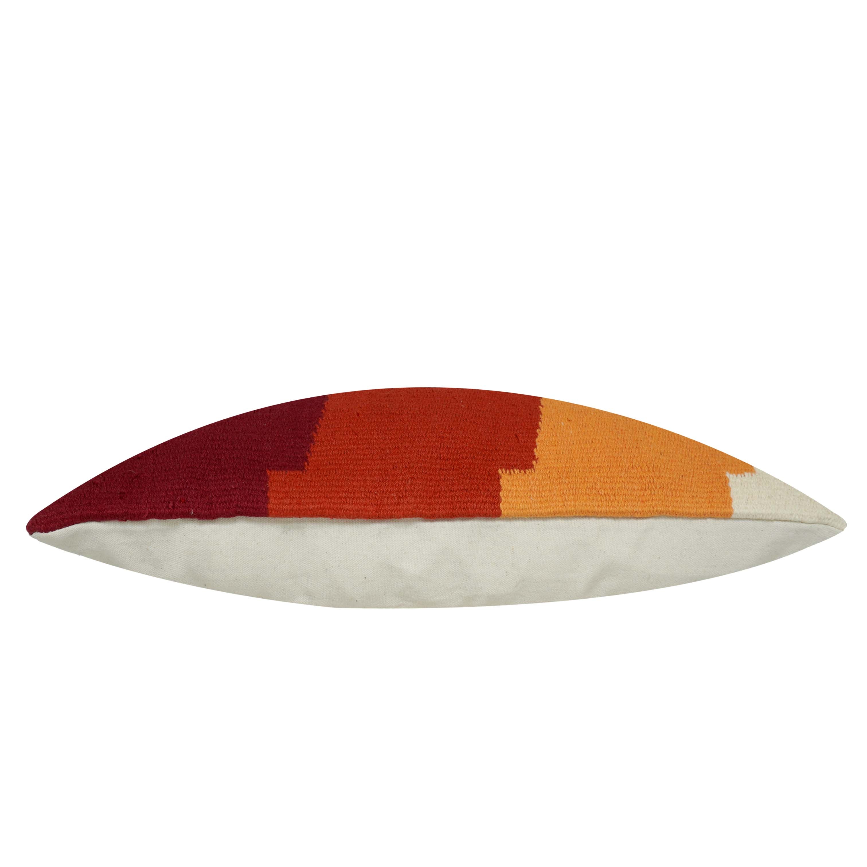 Handwoven Cotton Cushion Cover 35x50 cm | Modern Abstract Color Block Design | Decorative Lumbar Pillow Cover | Hidden Zip | Handmade Home Décor