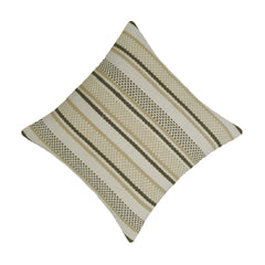 Handwoven Cotton Cushion Cover 45x45 cm – Textured Striped Boho Design in Beige & Olive