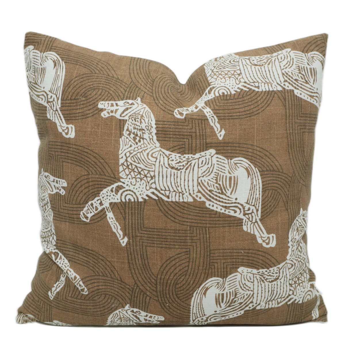 Brown Horse Print Cushion Cover – 45 x 45 cm | Equestrian Printed Cushion Cover