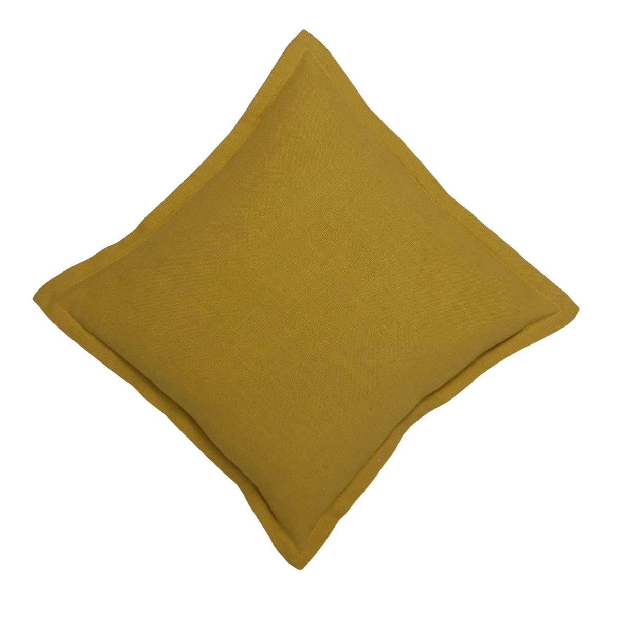 Mustard yellow textured solid slub fabric cushion cover 45x45 cm