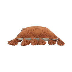 Terracotta Tufted Embroidered Cushion Cover with Tassels – 45x45 cm Cotton Decorative Pillow Cover