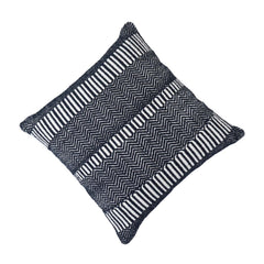 Handmade Black & White Geometric Polyester Cushion Cover 45x45 cm | Woven Chevron Pattern Decorative Throw Pillow Cover