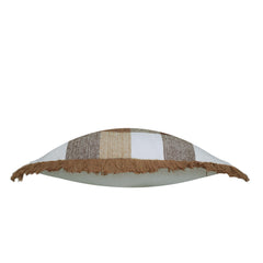 Handwoven Checkered Cotton Cushion Cover with Fringe – 45 x 45 cm