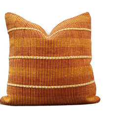Handmade Striped Cotton Cushion Cover 45x45 cm | Woven Decorative Throw Pillow Cover with Braided Detailing | Boho Rustic Home Décor