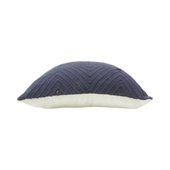 Handmade Geometric Cotton Cushion Cover 45x45 cm | Textured Navy Blue Throw Pillow Cover | Modern Boho Home Décor