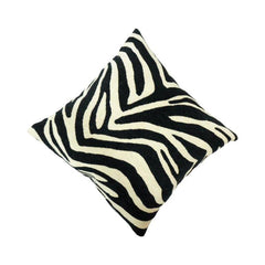 Zebra Pattern Jacquard Cushion Cover – Black & Ivory Cotton Blend Decorative Pillow Cover 45x45 cm