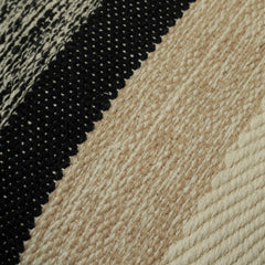 Handwoven Cotton Cushion Cover 35x50 cm | Beige, Ivory & Black Striped Lumbar Pillow Cover | Modern Boho Decorative Cushion Cover with Concealed Zipper