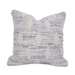 Handwoven Textured Cotton Cushion Cover 45x45 cm | Geometric Tufted Pattern | Handmade Decorative Throw Pillow Cover | Ivory & Blue