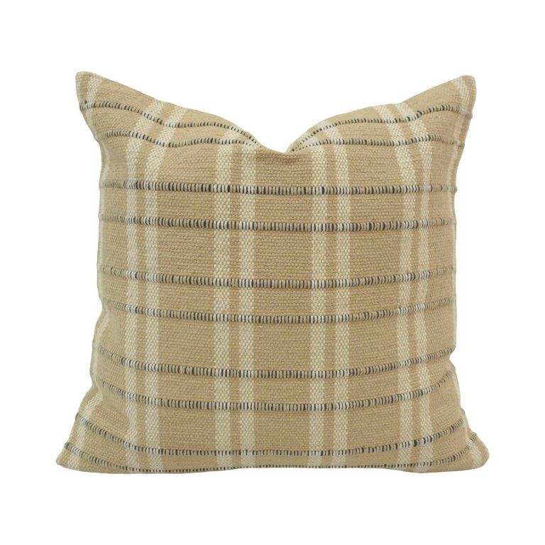 Handmade Woven Cotton Cushion Cover 45x45 cm | Beige Striped Textured Throw Pillow Cover | Artisan Neutral Home Décor - Bulk manufacturer & supplier from Panipat, India