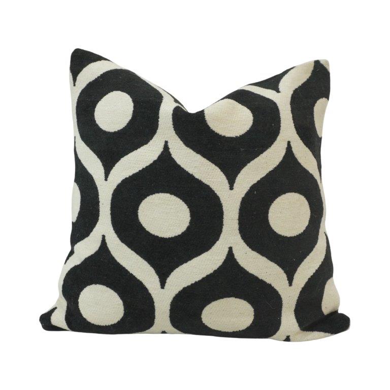 Black & White Geometric Jacquard Cushion Cover | Modern Abstract Pattern | 45x45 cm