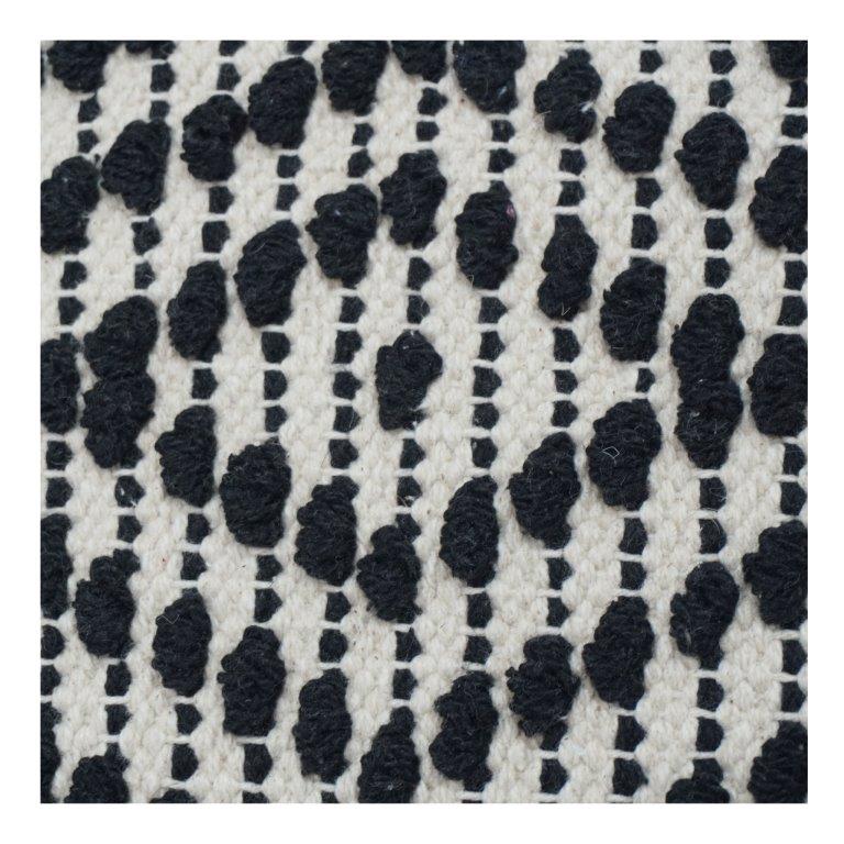 Handwoven Cotton Cushion Cover 45x45 cm – Black & Off-White Geometric Textured Design | Boho Modern Throw Pillow