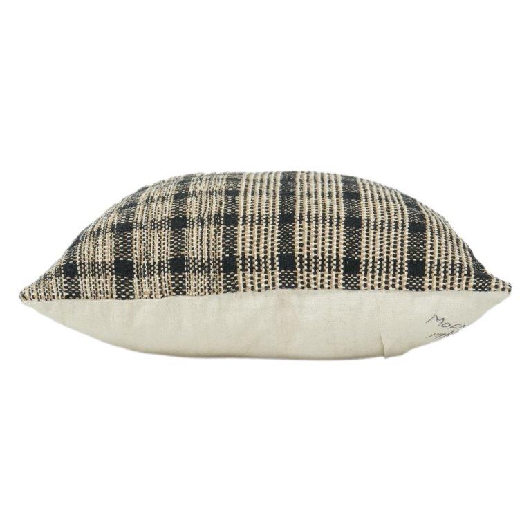 Hamade Woven Cotton Cushion Cover 45x45 cm | Textured Check Pattern | Neutral Black & Beige | Modern Rustic Décor - Bulk manufacturer & supplier from Panipat, India