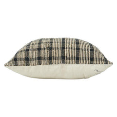 Hamade Woven Cotton Cushion Cover 45x45 cm | Textured Check Pattern | Neutral Black & Beige | Modern Rustic Décor