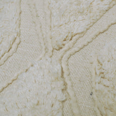 Handcrafted Tufted Embroidered Cotton Cushion Cover – Ivory Geometric Diamond Pattern, 45 x 45 cm