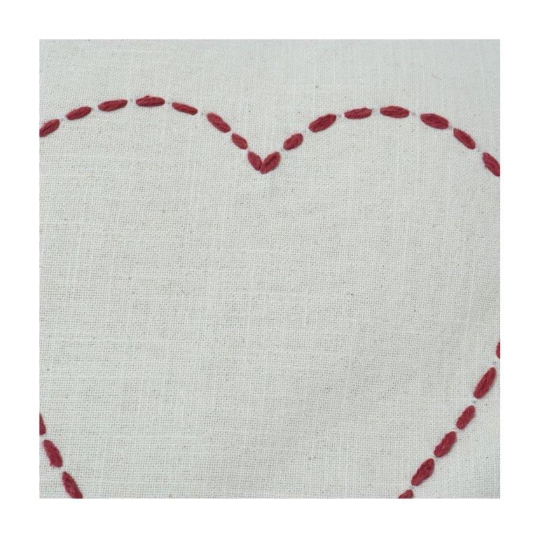 Embroidered Heart Cotton Cushion Cover with Tassels | Minimal Romantic Decor | 18x18 Inch - Bulk manufacturer & supplier from Panipat, India