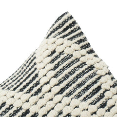 Textured Geometric Cotton Cushion Cover 45x45 cm | Black & Off-White Embroidered Throw Pillow