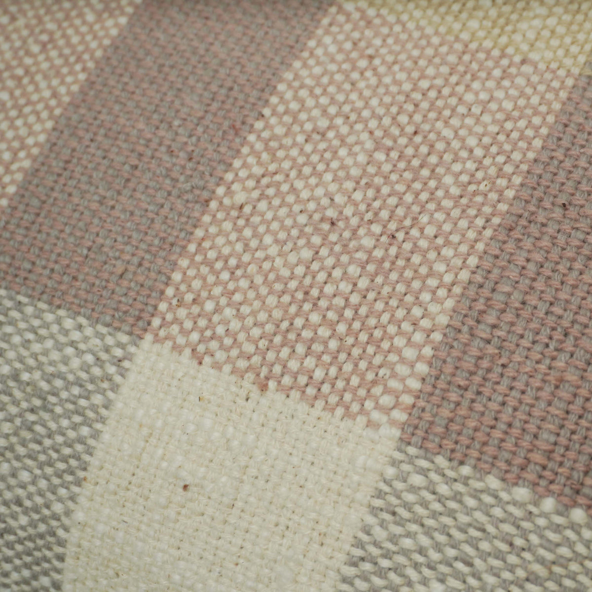Handwoven Checkered Cushion Cover – Beige & Taupe Textured Cushion, 35 x 50 cm