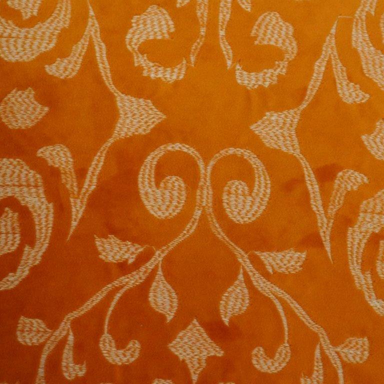 Mustard Orange Embroidered Cushion Cover | Floral Vine Pattern Cotton Cushion | 45x45 cm Decorative Pillow Cover - Bulk manufacturer & supplier from Panipat, India