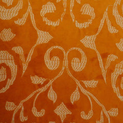 Mustard Orange Embroidered Cushion Cover | Floral Vine Pattern Cotton Cushion | 45x45 cm Decorative Pillow Cover