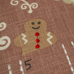 Christmas Advent Calendar Printed & Embroidered Cotton Cushion Cover 45x45 cm | Gingerbread House Decorative Throw Pillow Cover with Hidden Zipper