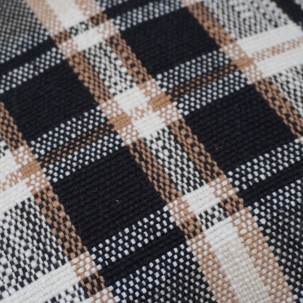 Handwoven Cotton Plaid Cushion Cover 45x45 cm | Black, Beige & Ivory Checkered Decorative Throw Pillow Cover | Modern Farmhouse Home Décor - Bulk manufacturer & supplier from Panipat, India