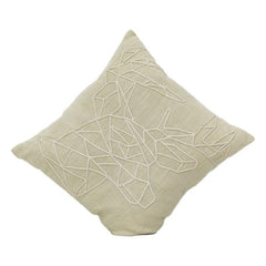 Abstrakter Hirsch-Linien-bestickter Baumwoll-Kissenbezug – 45x45 cm | Minimalistisches Naturdesign | Neutrales Beige Deko-Kissenbezug