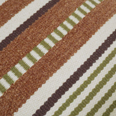 Handwoven Olive Green & Brown Striped Cushion Cover – 35 x 50 cm