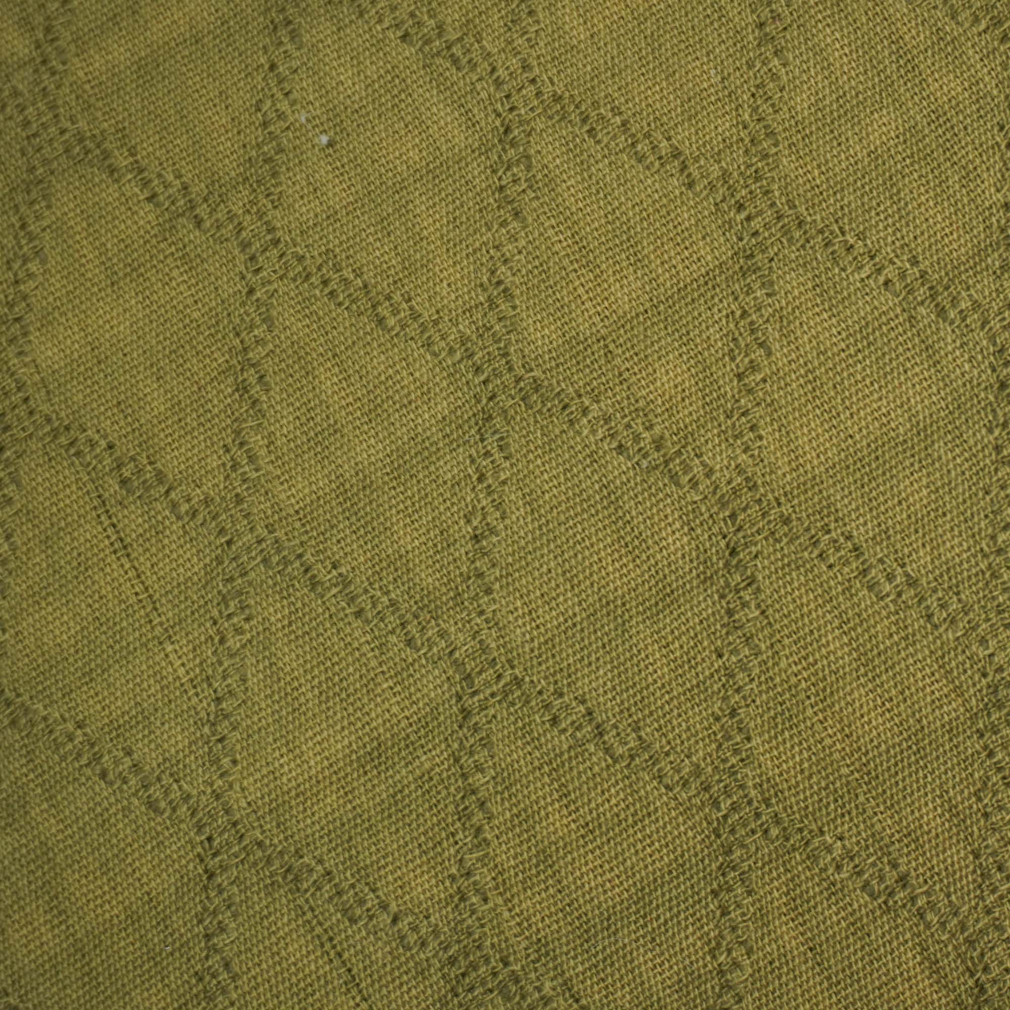 Olive Green Jacquard Cotton Cushion Cover 45x45 cm | Geometric Diamond Woven Design | Decorative Sofa & Bed Cushion Cover | Hidden Zipper | 18x18 Inch
