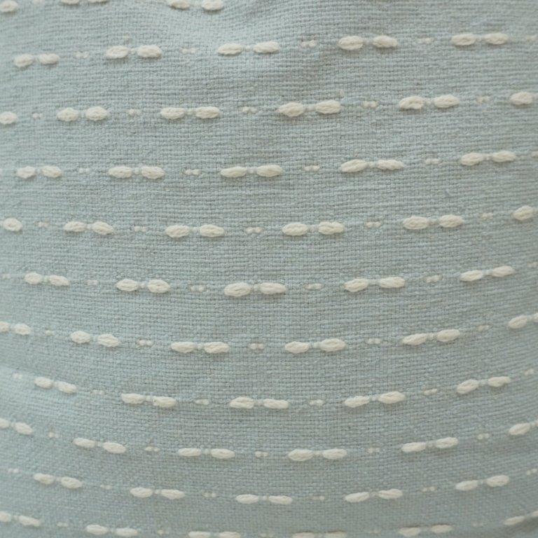 Handmade Cotton Textured Cushion Cover 45x45 cm | Light Blue Embroidered Dash Pattern Pillow Cover | Artisan Home Décor - Bulk manufacturer & supplier from Panipat, India