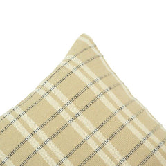 Handmade Woven Cotton Cushion Cover 45x45 cm | Beige Striped Textured Throw Pillow Cover | Artisan Neutral Home Décor