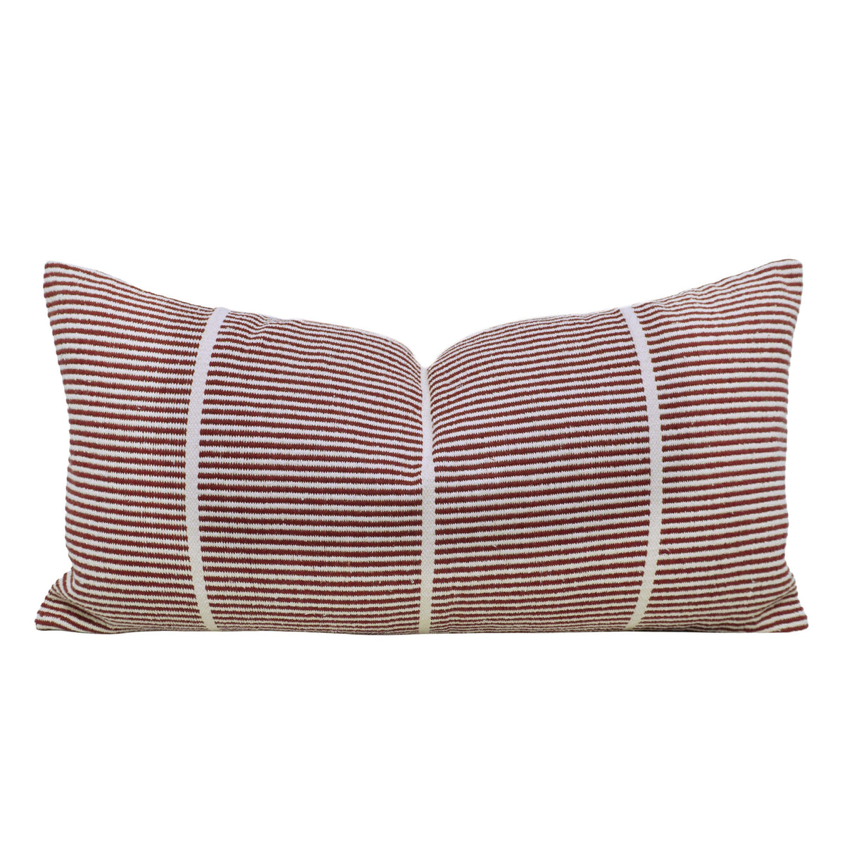 Handwoven Brown & Ivory Striped Cushion Cover – 30 x 60 cm
