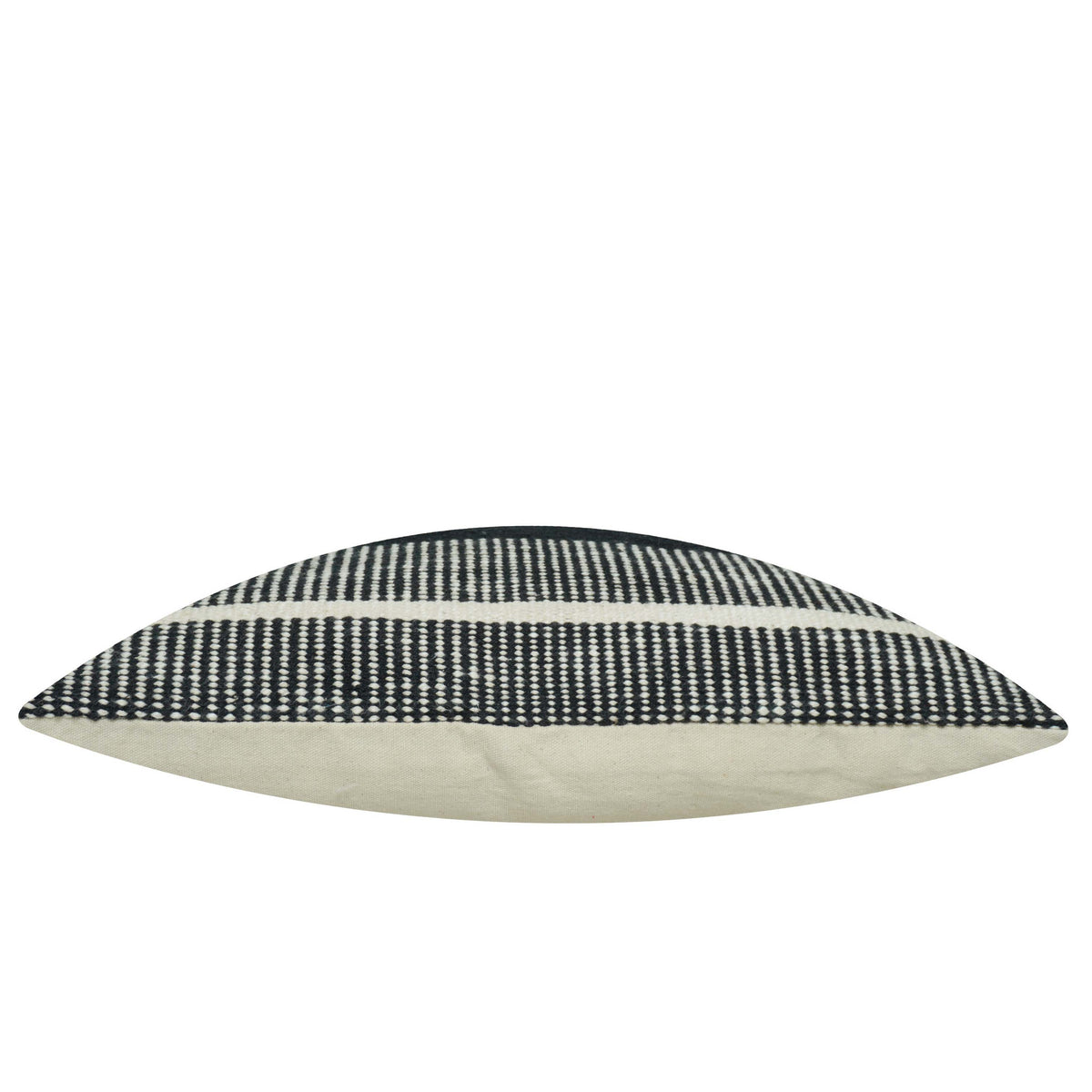 Black and white geometric striped handwoven cotton cushion cover 45x45 cm