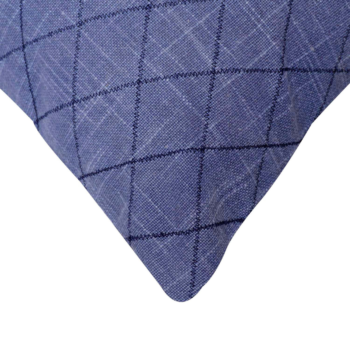 Navy Blue Diamond Embroidered Cotton Cushion Cover 45x45 cm | Modern Geometric Decorative Pillow Cover - Bulk manufacturer & supplier from Panipat, India