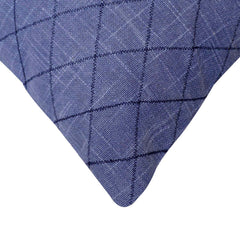 Navy Blue Diamond Embroidered Cotton Cushion Cover 45x45 cm | Modern Geometric Decorative Pillow Cover