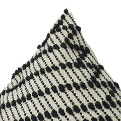 Handgewebter Baumwoll-Kissenbezug 45x45 cm – Schwarz & Off-White Geometrisches Strukturiertes Design | Boho Modernes Dekokissen