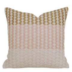 Handwoven Textured Geometric Cushion Cover – Ivory, Beige & Blush Pink – 45 x 45 cm