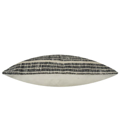 Handwoven Cotton Cushion Cover 45x45 cm | Black & Natural Striped Woven Throw Pillow Cover | Modern Boho Farmhouse Decorative Cushion Cover | Hidden Zipper