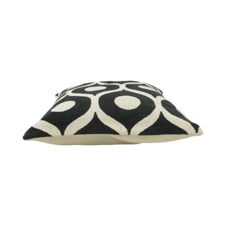 Black & White Geometric Jacquard Cushion Cover | Modern Abstract Pattern | 45x45 cm