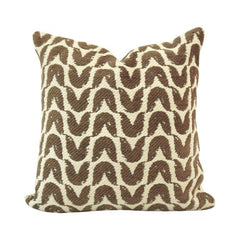 Modern Wave Pattern Jacquard Cushion Cover | Brown & Cream Geometric Design | 45x45 cm