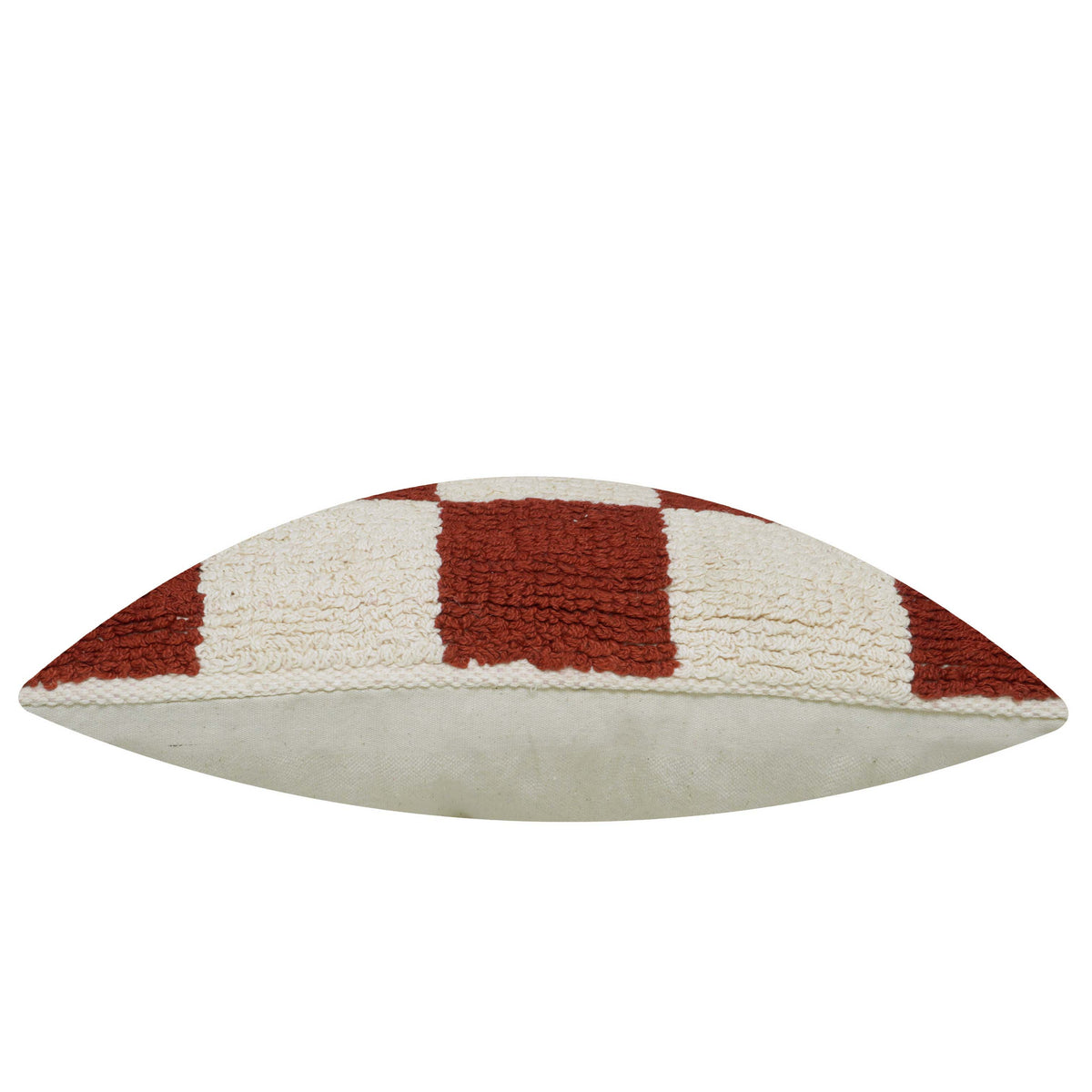 Maschinell geknüpfter Schachbrett-Kissenbezug – strukturiertes Design in Rost und Creme, 45 x 45 cm