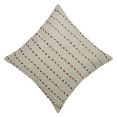 Handwoven Cotton Cushion Cover 45x45 cm | Ivory with Rust Dotted Woven Stripe Design | Decorative Throw Pillow Cover | Hidden Zipper | Modern Boho Home Décor