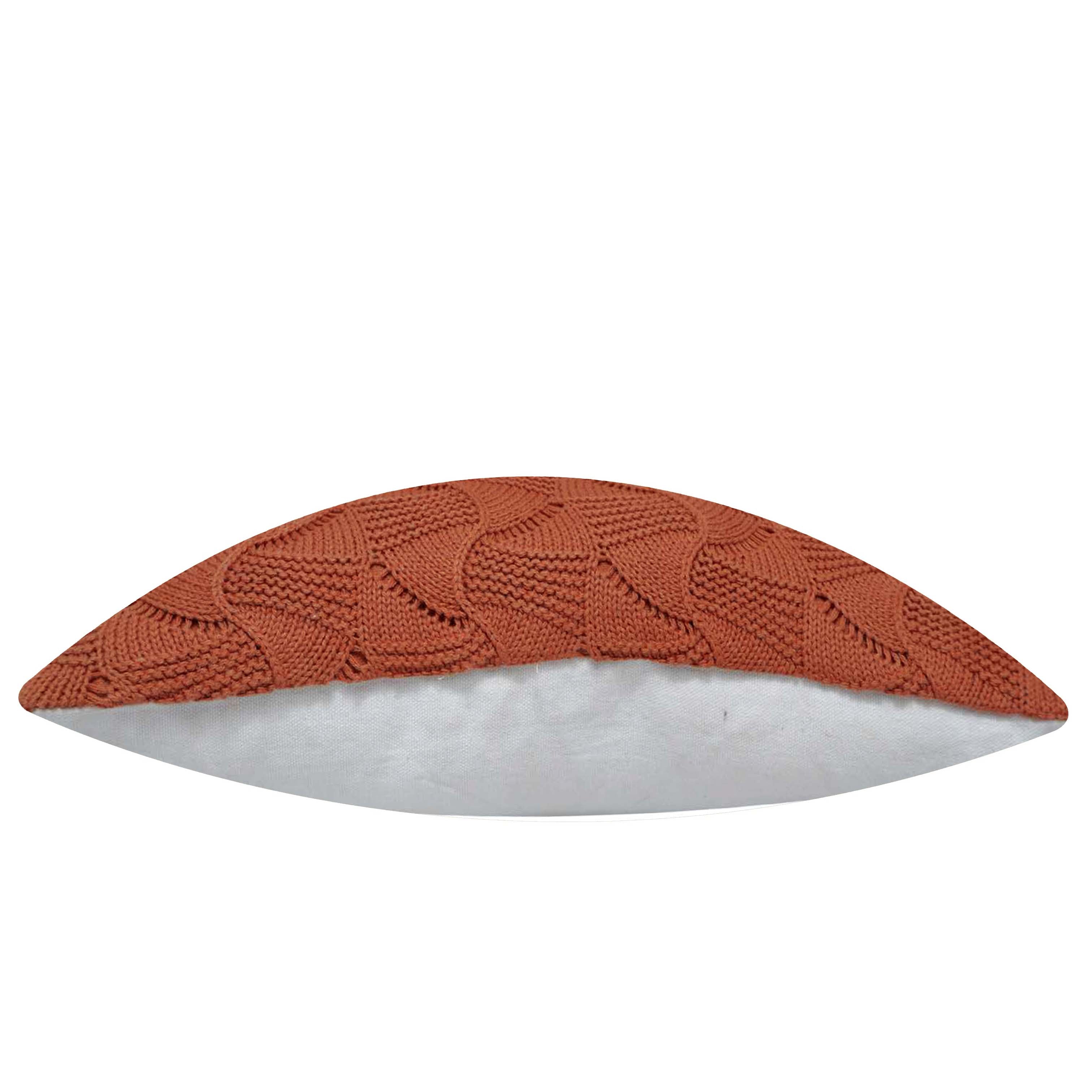 Machine Knitted Textured Cushion Cover 45 x 45 cm – Terracotta Abstract Wave Pattern